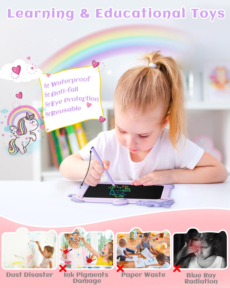 KOKODI LCD تابلت كتابة للأطفال 3 4 5 6 7 8 سنوات من العمر، لوحة خربش ملونة للكتابة، تابلت رسم تعليمي، ألعاب تعليمية، هدية عيد ميلاد للفتاة الأرجوانية - Image 4